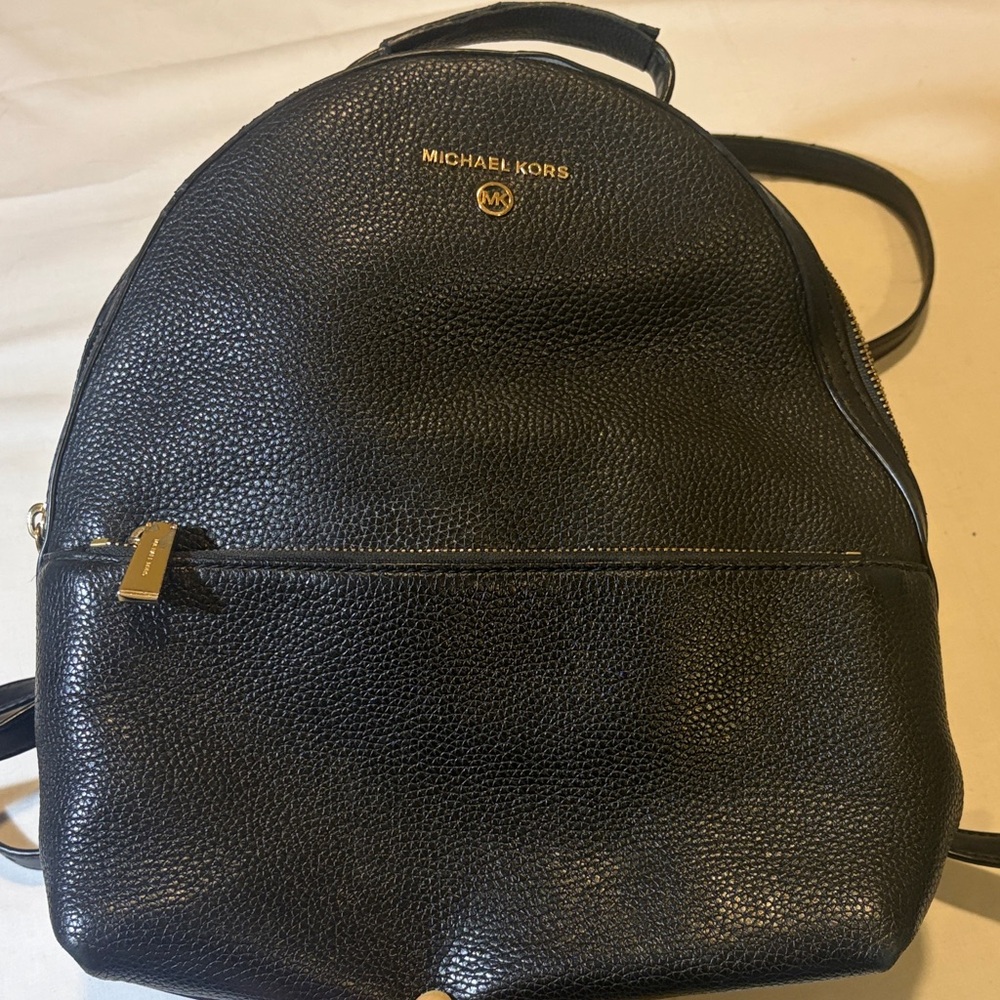 Michael Kors Black Pebbled Leather Backpack